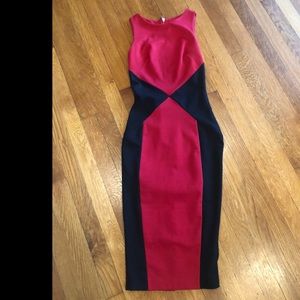 ASOS fitted midi black and red dress